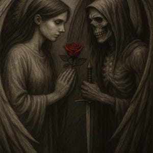 Charcoal Angel and Fallen Figure Print | Gothic Dark Art | 18x24” Digital Download Wall Decor