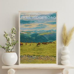 Rocky Mountain National Park Digital Watercolor Prints | Colorado Landscape Wall Art | Instant Download | Trail Ridge Road | RMNP Art Print