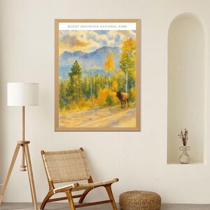 Rocky Mountain National Park Elk Watercolor Print | Digital Download | Fall Landscape Wall Art | Inspired by My Original Photo