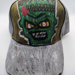 Frankenstein Baseball Hat Custom Painted Acrylic