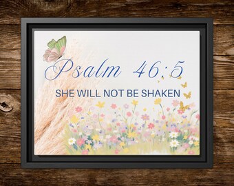 Christian Wall Art, Psalm 46:5, Watercolor Floral Canvas