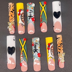 Jamaican Themed Press On Nails