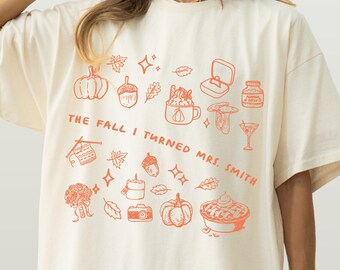 秋の花嫁のためのトレンドカラーシャツ：秋のウェディングTシャツ