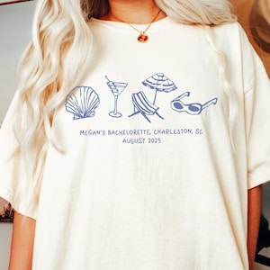 Custom Beach Bachelorette Comfort Colors Tee: Coastal Bride Trip Shirt