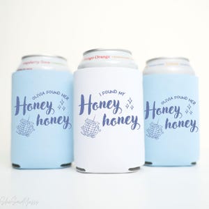 Personalized Bachelorette Can Cooler: She Found Her Honey, Neoprene Drink Sleeve
