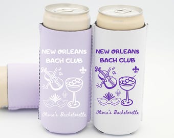 New Orleans Bachelorette Can Coolers, Nola Personalized Can Sleeves, Custom Bachelorette Party Favors, Mardi Gras Can Holder
