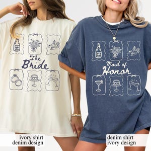 Custom Bridal Party Shirts, Personalized Bridesmaid Tees, Maid of Honor, Getting Ready Outfit, Bridesmaid Proposal Gift, Bachelorette Party