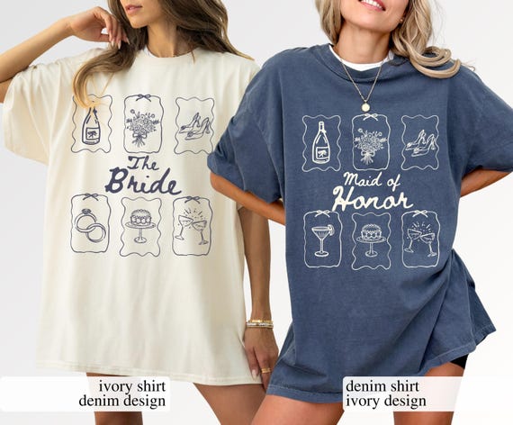 Custom Bridal Party Shirts, Personalized Bridesmaid Tees, Maid of Honor, Getting Ready Outfit, Bridesmaid Proposal Gift, Bachelorette Party