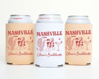 Enfriadores de latas para despedida de soltera de Nashville, fundas para latas personalizadas estilo western, regalos personalizados para despedida de soltera vaquera