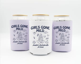 Girls Gone Mild bachelorette can cooler Custom can holder Wedding can coolers Bachelorette favors