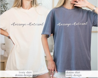 Marriage Material Baby Tee, New Wife Cropped T-Shirt, Future Mrs Tshirt for Bride To Be, Engagement Outfit for Bridal Shower Bachelorette