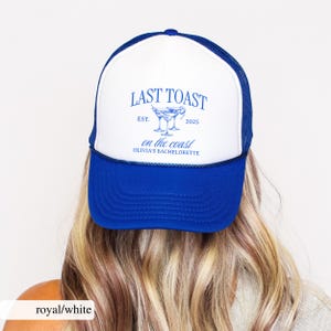 Beach Bachelorette Trucker Hats, Custom Last Toast On The Coast Bachelorette Hats, Social Club Bachelorette Party Favors, Bachelorette Gift