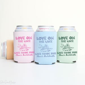 Personalized Bachelorette Can Coolers: Lake Party Drink Sleeves
