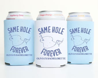 Same Hole Forever Bachelor Can Coolers, Personalized Golf Can Sleeves, Custom Golf Bachelor Party Favors, Bach Can Holder