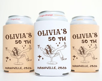 Rodeo Birthday Can Coolers • Nashville Party Favors • Custom Cowgirl 40th/50th Bash • Bachelorette Western Cooler • Personalized Name & Year