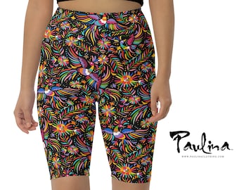 Bike Shorts Otomi Birds soft stretchy fabric by Paulina