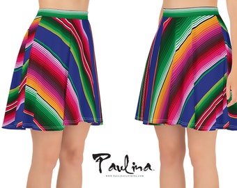 Serape Circle Skirt with Elastic Waist Band S-3X Stretch Fabric