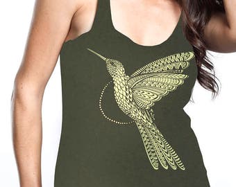 Colibri Golden Bird Hummimg piuma tribale Tank Top