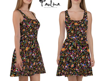 OTOMI Passform und Flair mexikanische Print Kleid von Paulina