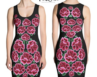 Rosamaria Mexican Oaxaca Embroidery Roses Print Dress by Paulina