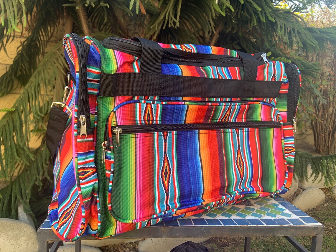 Sarape Navajo Mexican Blanket Duffle Bag Padded Shoulder Strap Etsy