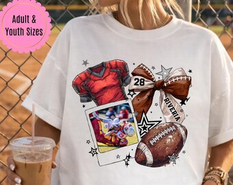 Custom Football Photo Insert Shirt, Team Spirit Tee, Sports Mom Shirt, Player Name and Number Shirt, Gameday Tee, Football Mom Shirt