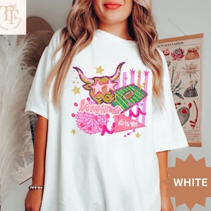 Comfort Colors Neon Preppy Horns Mascot Shirt, Custom High School College Football, Mascot High School Sports Shirt, Cheer Mascot Tee