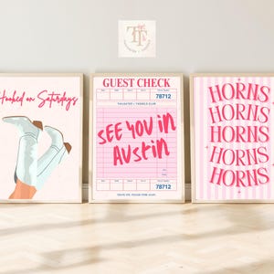 Austin TX Poster Print - Trendy UT Preppy Dorm Room Decor - Set of 6 Wall Art - Instant Digital Download - College Wall Art Texas Printables