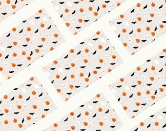 Halloween Fall Desktop Wallpaper | Pumpkin , Bats, Ghost, and Skull Pattern Design | Instant Download