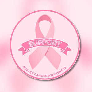 Breast Cancer Awareness Sticker Clip Art, Digital Download, Printable Planner Scrapbook Craft PNG