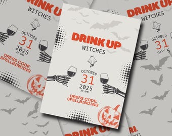 Halloween Cocktail Party Invitation: Editable Drinks Invite (Digital Download)