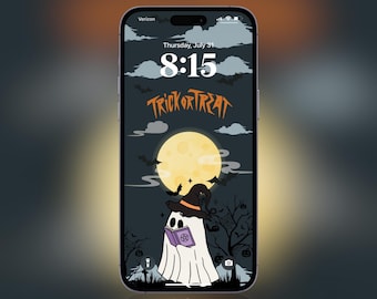 Fondo de pantalla de Halloween para iPhone / Otoño espeluznante y adorable (descarga digital)
