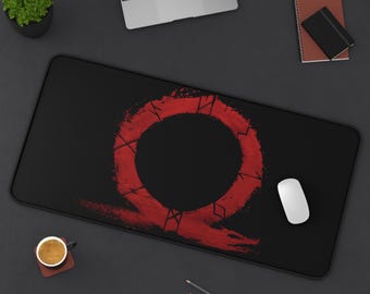 Gaming Desk Mat God Of War Logo Inspired, Extended Mouse Pad for PC Gamer, Large Desk Pad for Gaming Setup