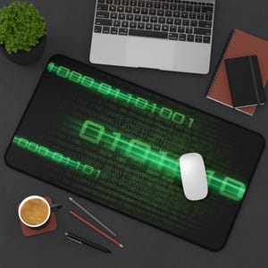 Green Binary Code Desk Mat image 2