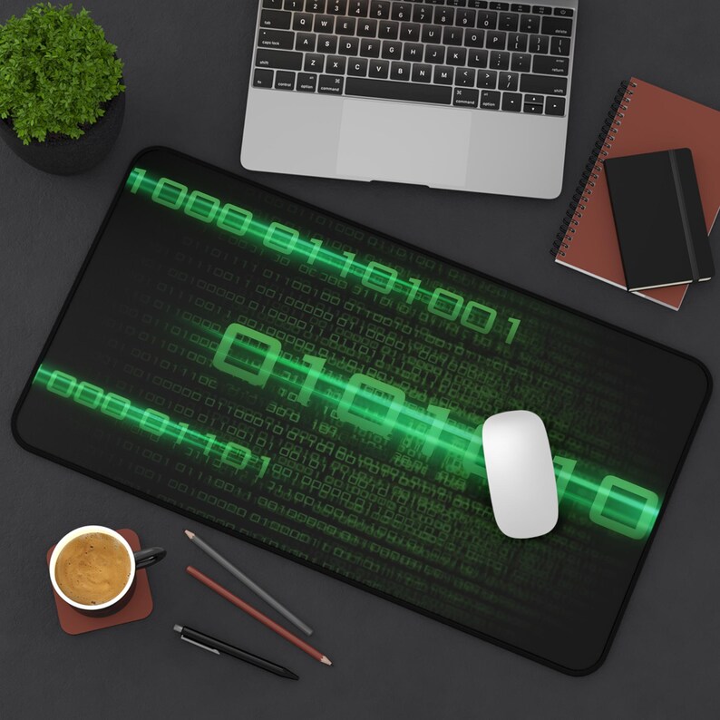 Green Binary Code Desk Mat image 2