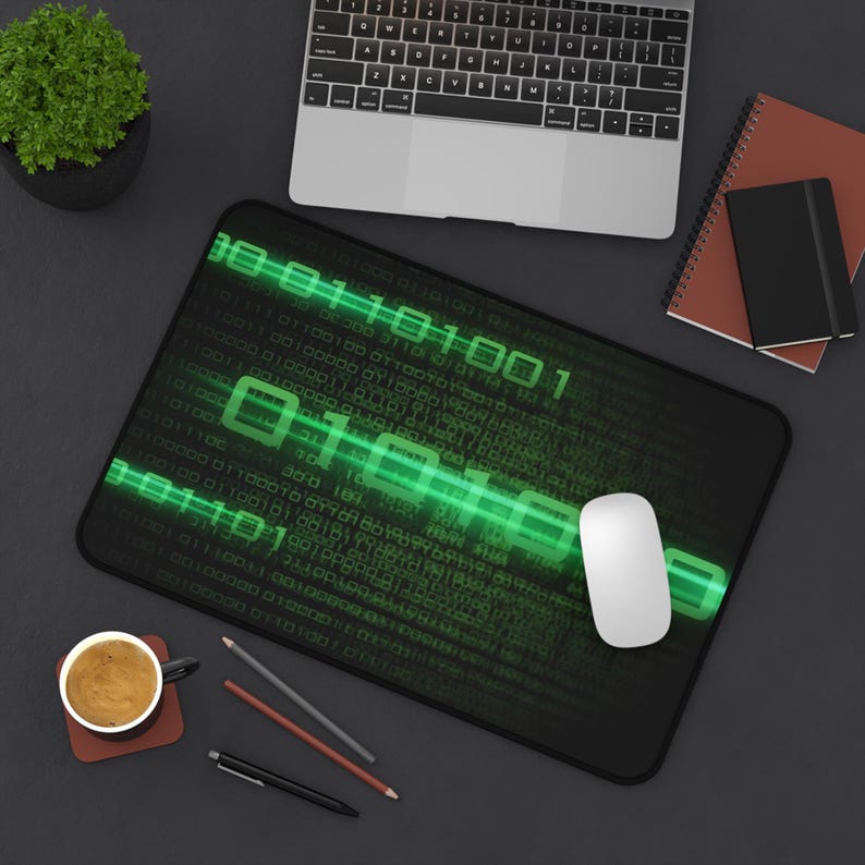 Green Binary Code Desk Mat image 3