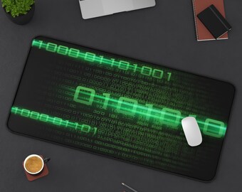 Green Binary Code Desk Mat