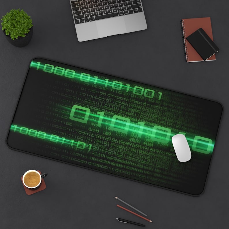 Green Binary Code Desk Mat image 1