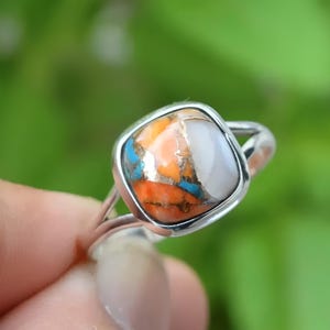 AAA Oyster Turquoise Ring, 925 Sterling Silver Boho Ring, Handmade Silver Ring, Turquoise Jewelry, Cabochon Gemstone Ring, Gift For Her