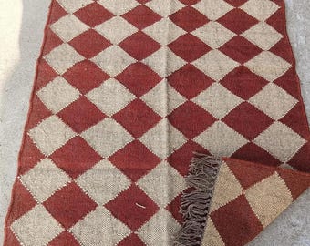 Handwoven Wool Jute Kilim Rug Indian Southwestern Style Kilim Area Rug Vintage Rug Handmade Kilim Dhurrie Rug Motifs Oriental TraditionalRug