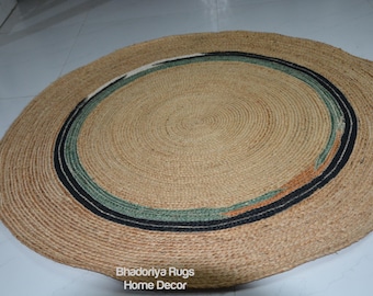 Natural Jute Round Rug, Braided Jute Rug, Bohemian Rug, Custom Size Rug, Boho Decor Rug, Round Jute Rug, Eco Friendly Rug, Large Jute Rug