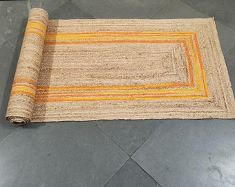 Natural Jute Runner Rug, Hallway Runner Rug, Entry way Rug, Jute Doormat ,Living room Decor Runner rug Jute Area rug, Braided Jute Runner,