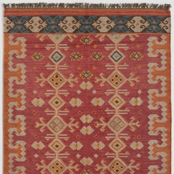 Traditional Indian Wool Jute Rugs, 4x6, 5x8, 6x9, 8x10, 9x12 Ft Kilim Rugs, Handwoven Wool Jute Rugs, Handmade Kilim Dhurrie Rug