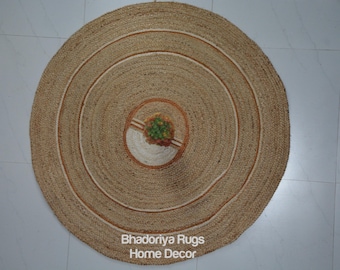 Boho Decor Rug, Natural Jute Round Rug, Braided Jute Rug, Bohemian Rug, Custom Size Rug, Round Jute Rug, Eco Friendly Rug, Large Rug