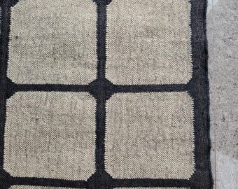 Handwoven Wool Jute Kilim Rug: Bohemian Dhurrie Rug, 3x5 ft