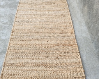 Handgewebte natürliche Hanf Jute Läufer für Flur, Fußmatte, Wohnkultur, 2 x 8 Fuß Läufer Jute Teppich, Boho Doppelstreifen Bereich Bodenteppich