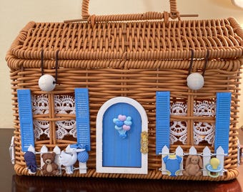 Panier en osier pour couches/lingettes