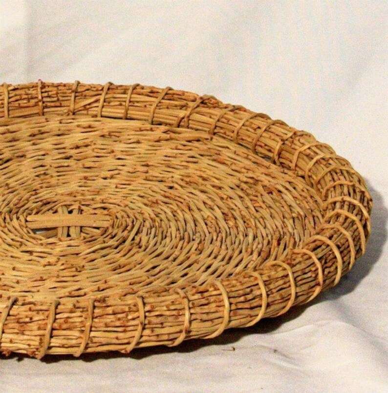 Wicker Serving Tray Round Wicker Tray Hand Woven Platter Etsy