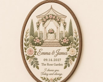 Personalized Floral Wedding Pavilion Embroidery Hoop, Ceremony Keepsake, NO DIGITAL FILE