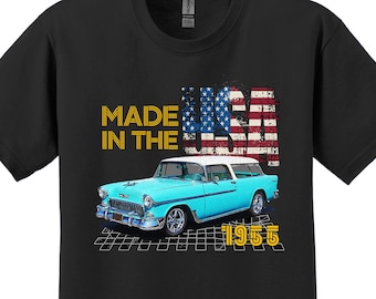 1955 Chevy Bel Air Nomad T-Shirt: Classic Car, Made in USA